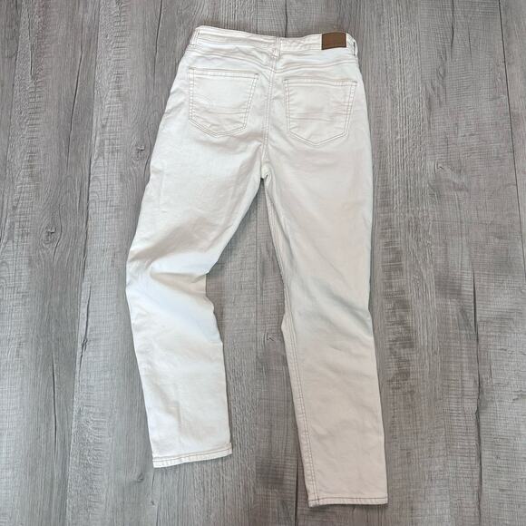 American Eagle Outfitters Stretch Mom Jeans Distressed White Denim Women 4R Work - Picture 5 of 10